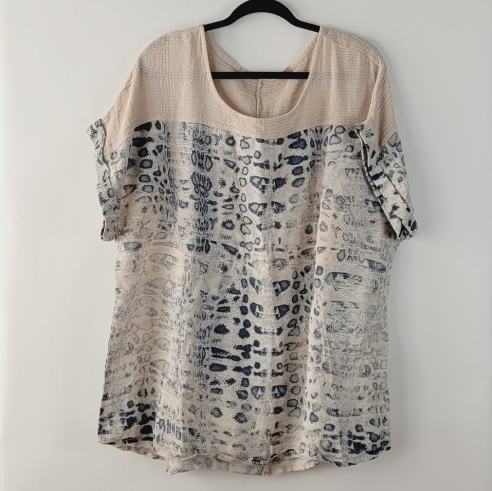 LUNGO L' ARNO Linen Shortsleeve Shirt Size 2X